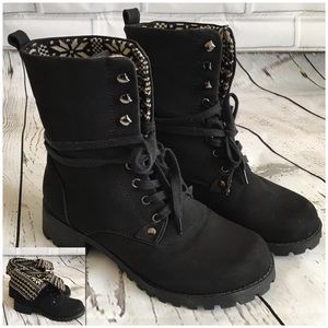 TORRID black foldover combat boot (wide width)